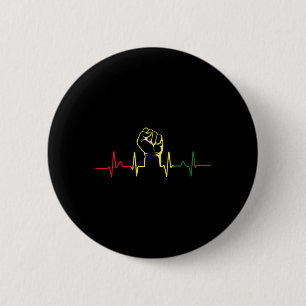 Black Power Fist Heartbeat African American Pride 6 Cm Round Badge
