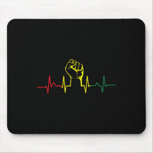 Black Power Fist Heartbeat African American Pride  Mouse Mat