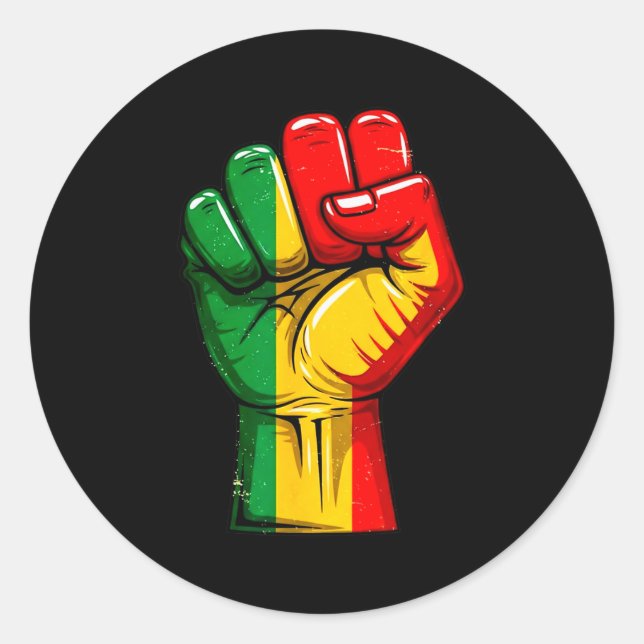 Black Power Fist Pan African Flag Raised Pride  Classic Round Sticker (Front)