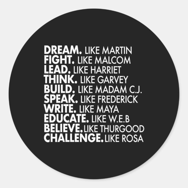 Black Power Historic Black Leaders African Black H Classic Round Sticker (Front)