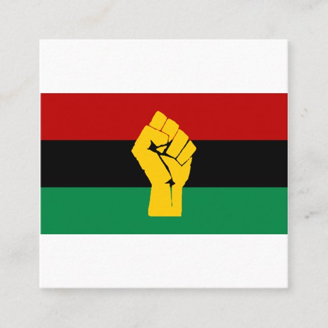 Black Power Pan African Flag Square Business Card (Front)