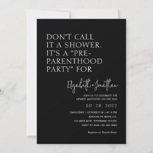 Black Pre - Parenthood Party Not A Baby Shower Invitation