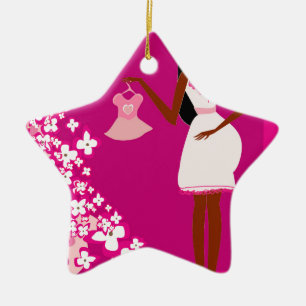 black pregnant woman ceramic tree decoration