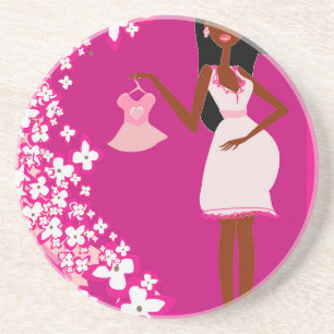 black pregnant woman coaster