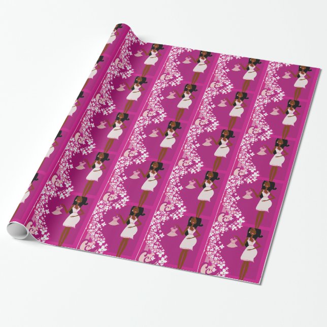 black pregnant woman wrapping paper (Unrolled)