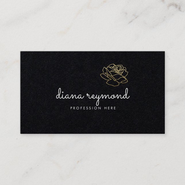 black premium pro contact-card / rose flower chic calling card (Front)