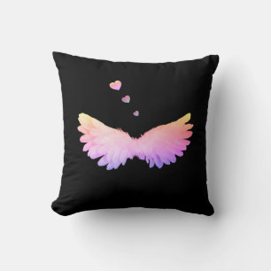 Black pretty angel wing pillow
