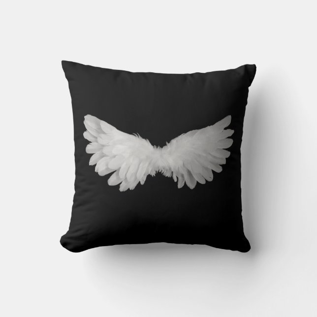 Black pretty angel wing pillow (Front)