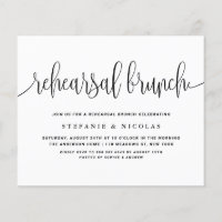 Black Pretty Calligraphy Rehearsal Brunch Invite