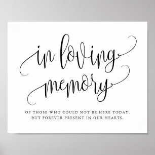 Black Pretty Calligraphy Script In Loving Memory Poster