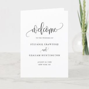Black Pretty Calligraphy Script Wedding Booklet Programme