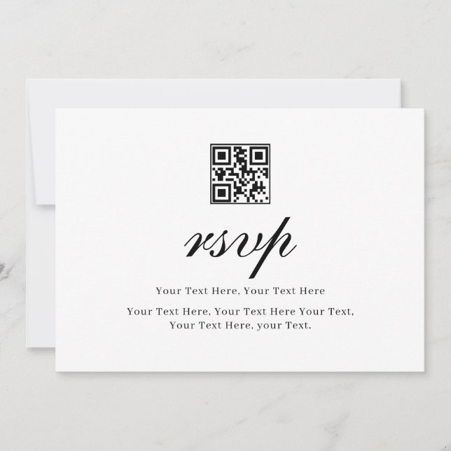 Black Pretty Calligraphy Script Wedding QR Code RS Invitation (Front)