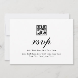 Black Pretty Calligraphy Script Wedding QR Code RS Invitation