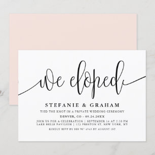 Black Pretty Calligraphy Wedding Elopement Invitation