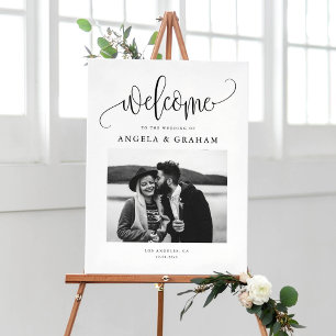 Black Pretty Calligraphy Wedding Photo Design Poster