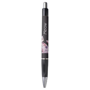 Black Pretty Pink Purple Roses Floral Cat