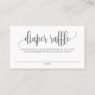 Black Pretty Script Baby Shower Diaper Raffle Card