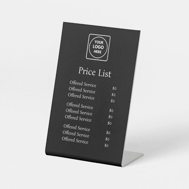 Black Price List | Custom Business Logo Display Pedestal Sign (Front)