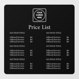 Black Price List   Custom Business Logo Window Cling