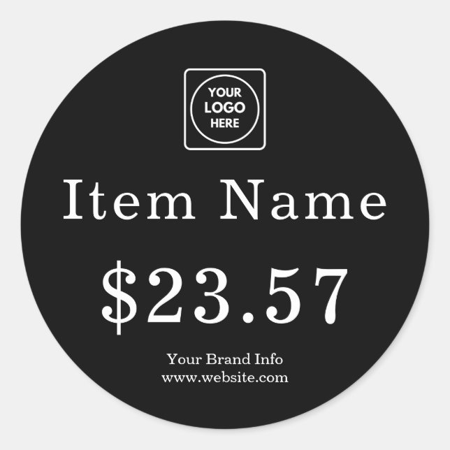 Black Price Tag Sticker | Custom Business Logo  (Front)