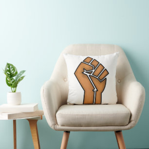 black pride fist unity history unity African brown Cushion