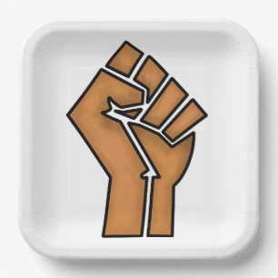 black pride fist unity history unity African brown Paper Plate