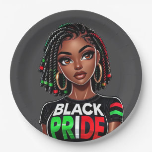 Black Pride Lady  Paper Plate