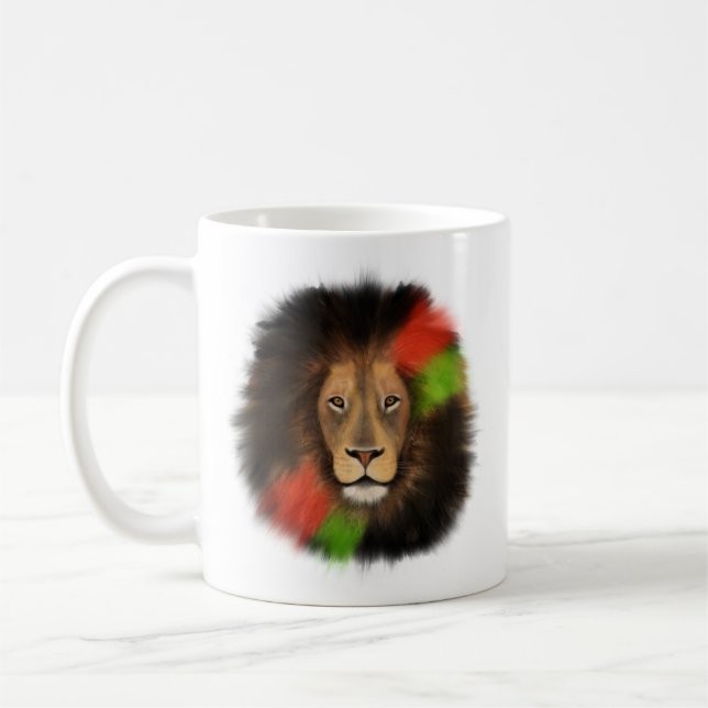 black pride lion red green unity jungle cat king  coffee mug (Left)