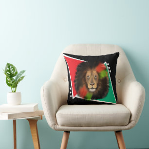 black pride lion red green unity jungle cat king cushion