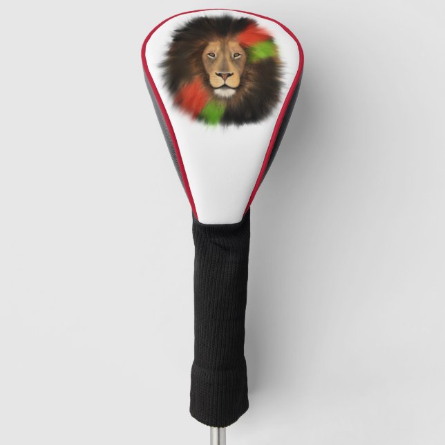 black pride lion red green unity jungle cat king  golf head cover (Front)