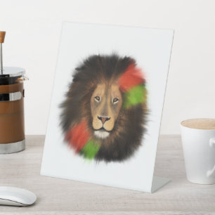 black pride lion red green unity jungle cat king pedestal sign