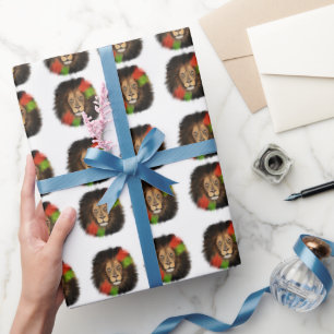 black pride lion red green unity jungle cat king wrapping paper