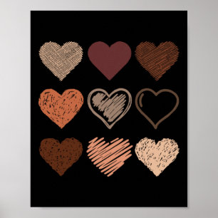 Black Pride Melanin Skin Tone Hearts Black History Poster