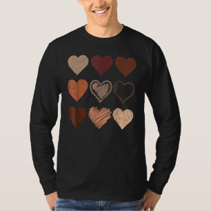 Black Pride Melanin Skin Tone Hearts Black-History T-Shirt