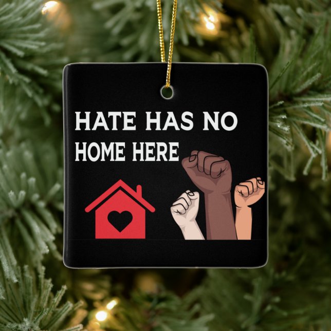 Black Pride Power, Racial Equality Social Justice Ceramic Ornament (Tree)