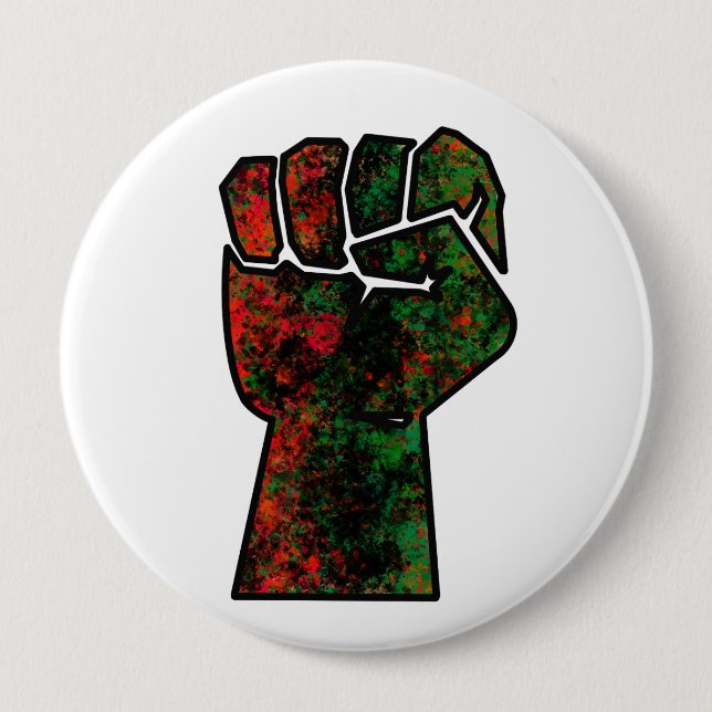black pride red green fist pan African flag unity  10 Cm Round Badge (Front)
