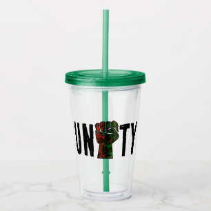 black pride red green fist pan African flag unity Acrylic Tumbler