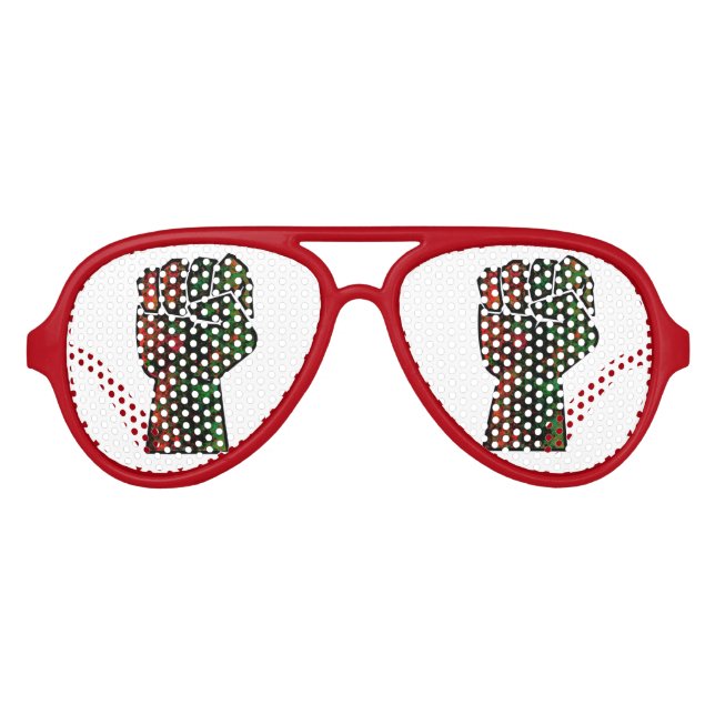 black pride red green fist pan African flag unity  Aviator Sunglasses (Front)