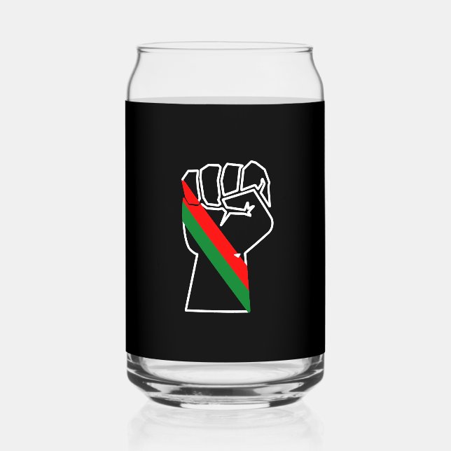 black pride red green fist pan African flag unity  Can Glass (Front)