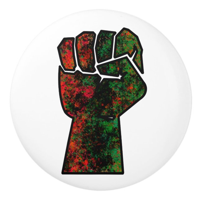 black pride red green fist pan African flag unity  Ceramic Knob (Front)