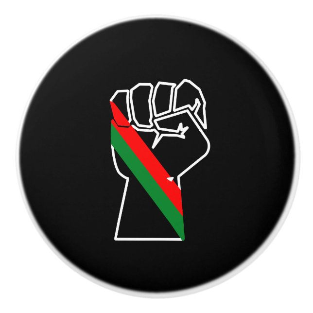 black pride red green fist pan African flag unity  Ceramic Knob (Front)