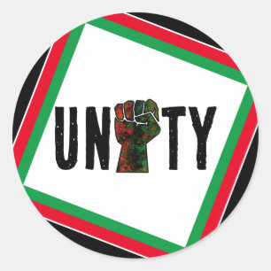 black pride red green fist pan African flag unity Classic Round Sticker