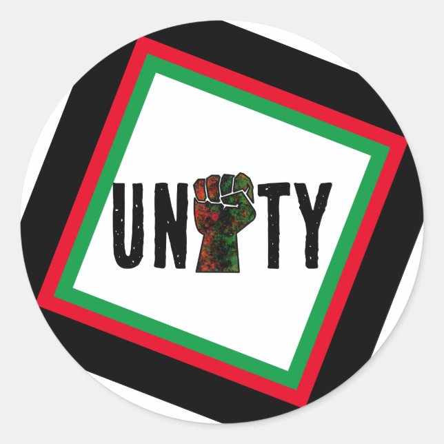 black pride red green fist pan African flag unity  Classic Round Sticker (Front)