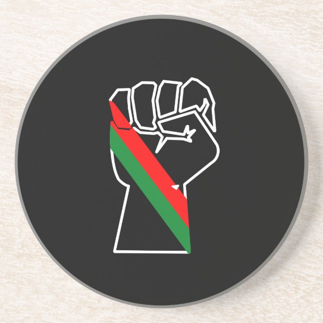 black pride red green fist pan African flag unity  Coaster (Front)