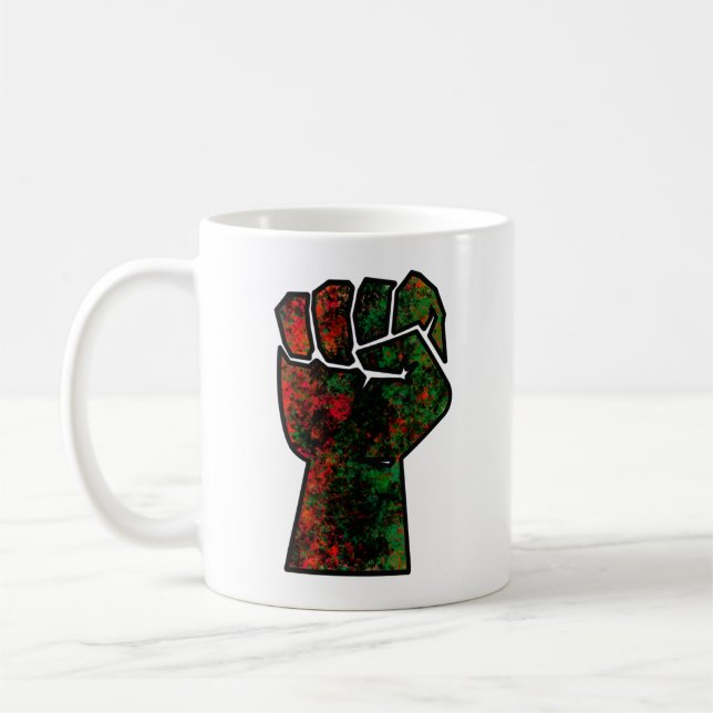 black pride red green fist pan African flag unity Coffee Mug (Left)