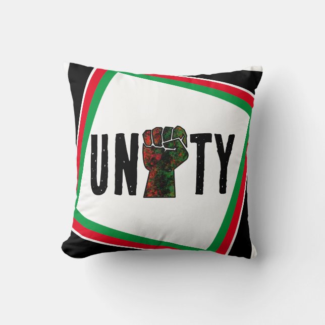 black pride red green fist pan African flag unity  Cushion (Front)