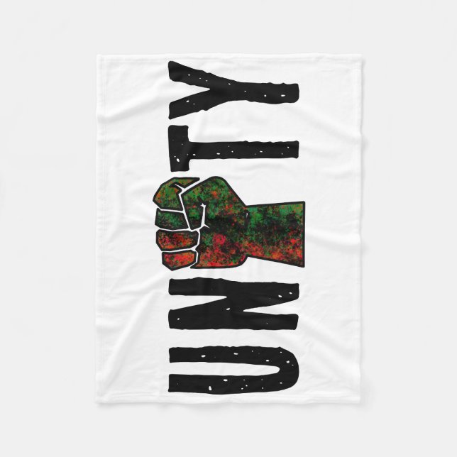 black pride red green fist pan African flag unity  Fleece Blanket (Front)