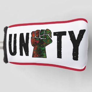 black pride red green fist pan African flag unity  Golf Head Cover