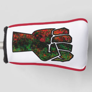 black pride red green fist pan African flag unity  Golf Head Cover