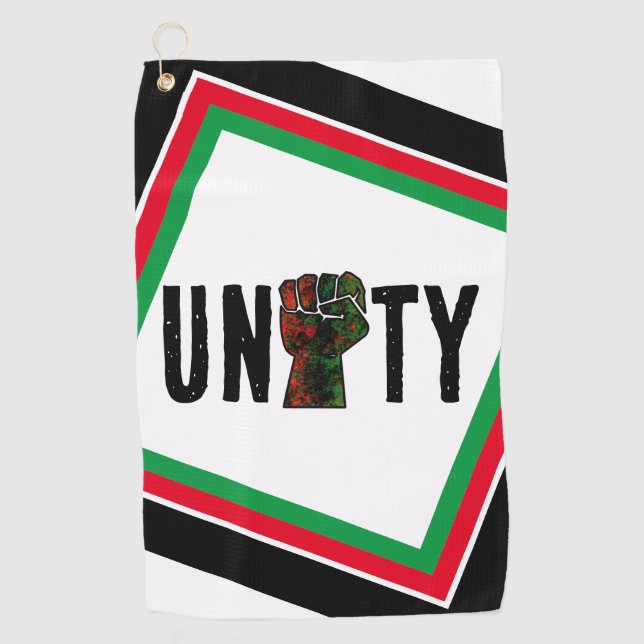 black pride red green fist pan African flag unity  Golf Towel (Front)